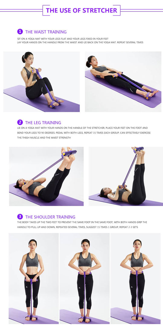 Fitness Resistance Band with Pedal, 4-Tube Design for Arms, Core and Legs at Home