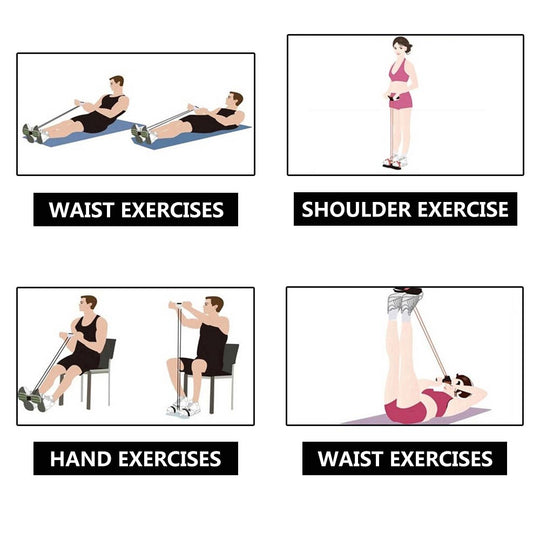 Fitness Resistance Band with Pedal, 4-Tube Design for Arms, Core and Legs at Home