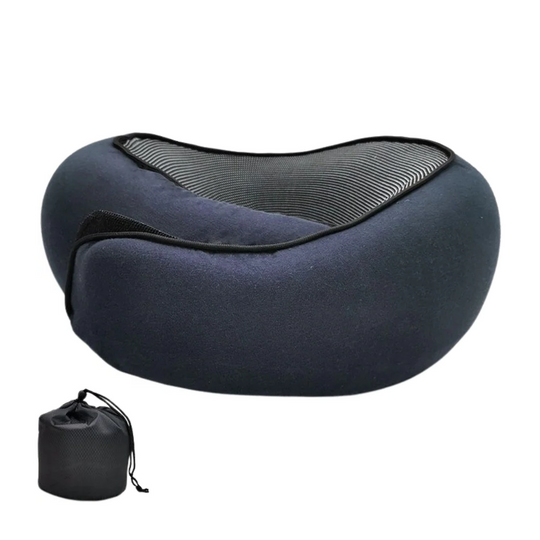 Premium Travel Neck Support Pillow with Snap Closure and Sleep Accessories Kit