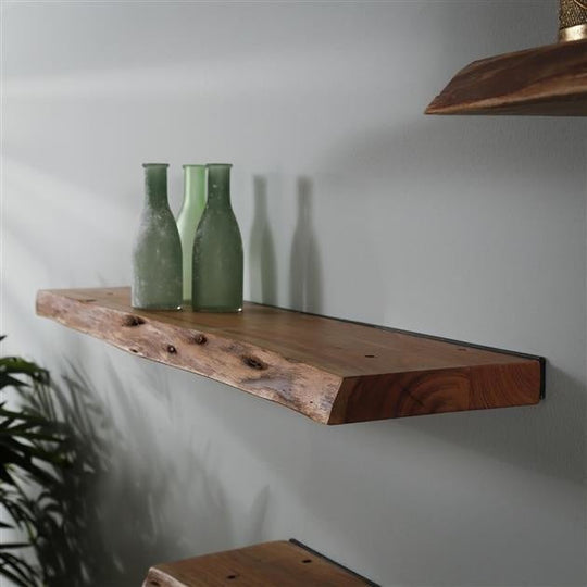 Acacia Wood Wall Shelf with Industrial Design