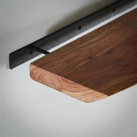 Acacia Wood Wall Shelf with Industrial Design