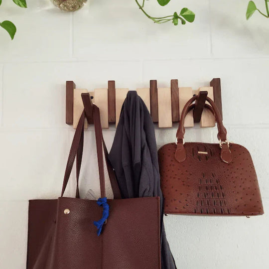 Wooden Coat Rack with Piano Design