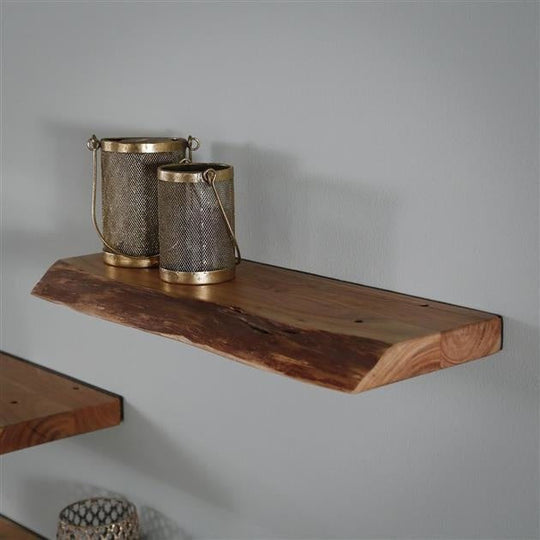 Acacia Wood Wall Shelf with Industrial Design