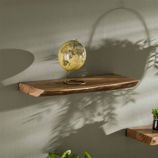 Acacia Wood Wall Shelf with Industrial Design