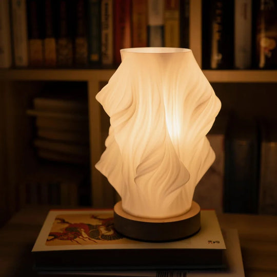 Table Lamp Modern Wave USB Dimmable Wood Base LED Light